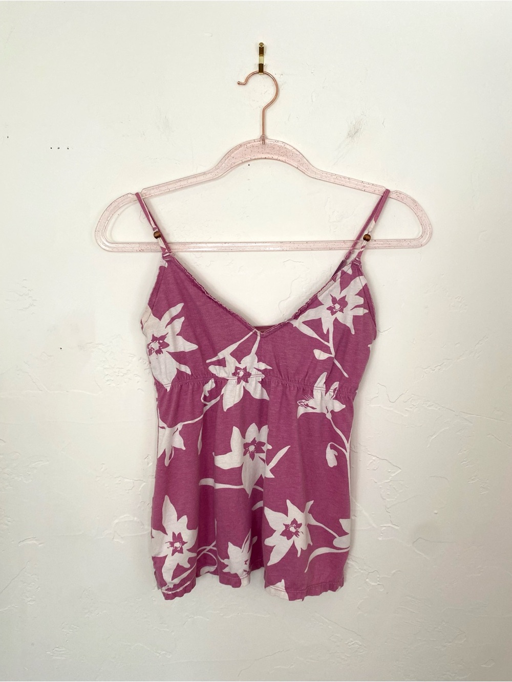 American Eagle Outfitters Mauve Pink Floral Spaghetti-Strap Cami Tropical Y2K
